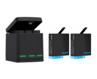 TELESIN Ładowarka trójkanałowa do GoPro H5/H6/H7/H8 + 2 akumulatory - 1190397 - zdjęcie 1